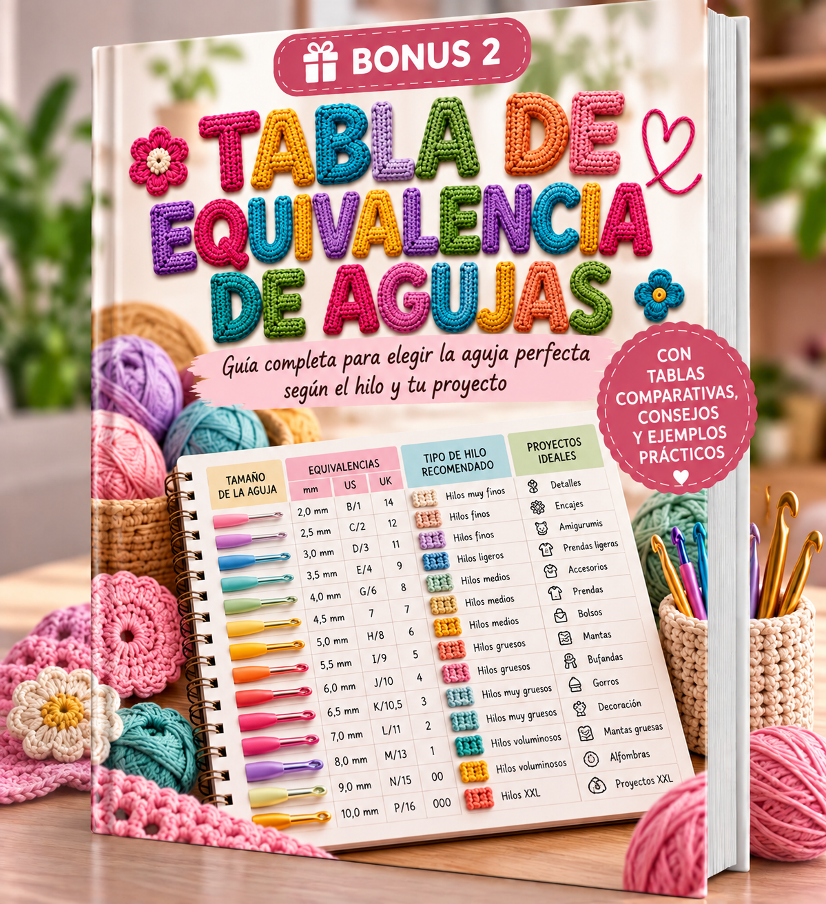 BONUS 2 — TABLA DE EQUIVALENCIAS DE AGUJAS DE CROCHET